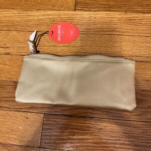 Gold faux leather pencil case or small clutch/cosmetic bag with zipper closure!